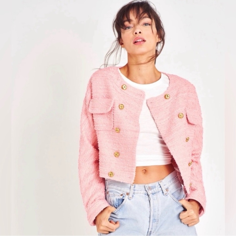 LoveShackFancy Pink Tweed Blazer